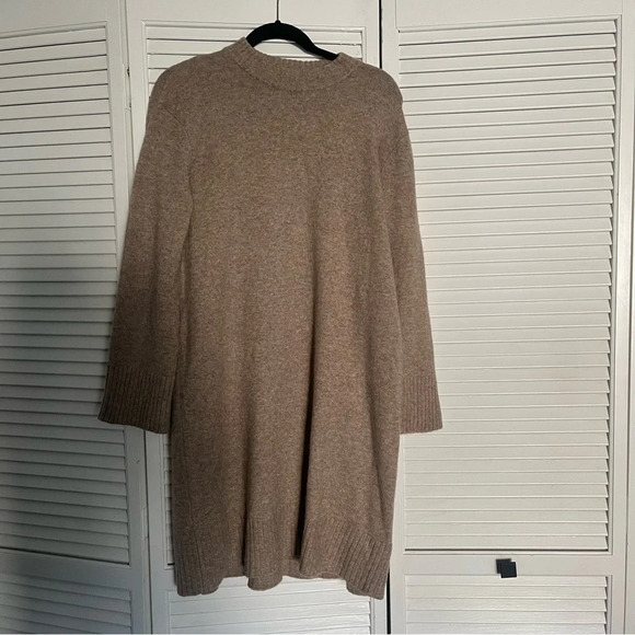 Brass clothing sweater dress tan brown wool blend large - Picture 1 of 8